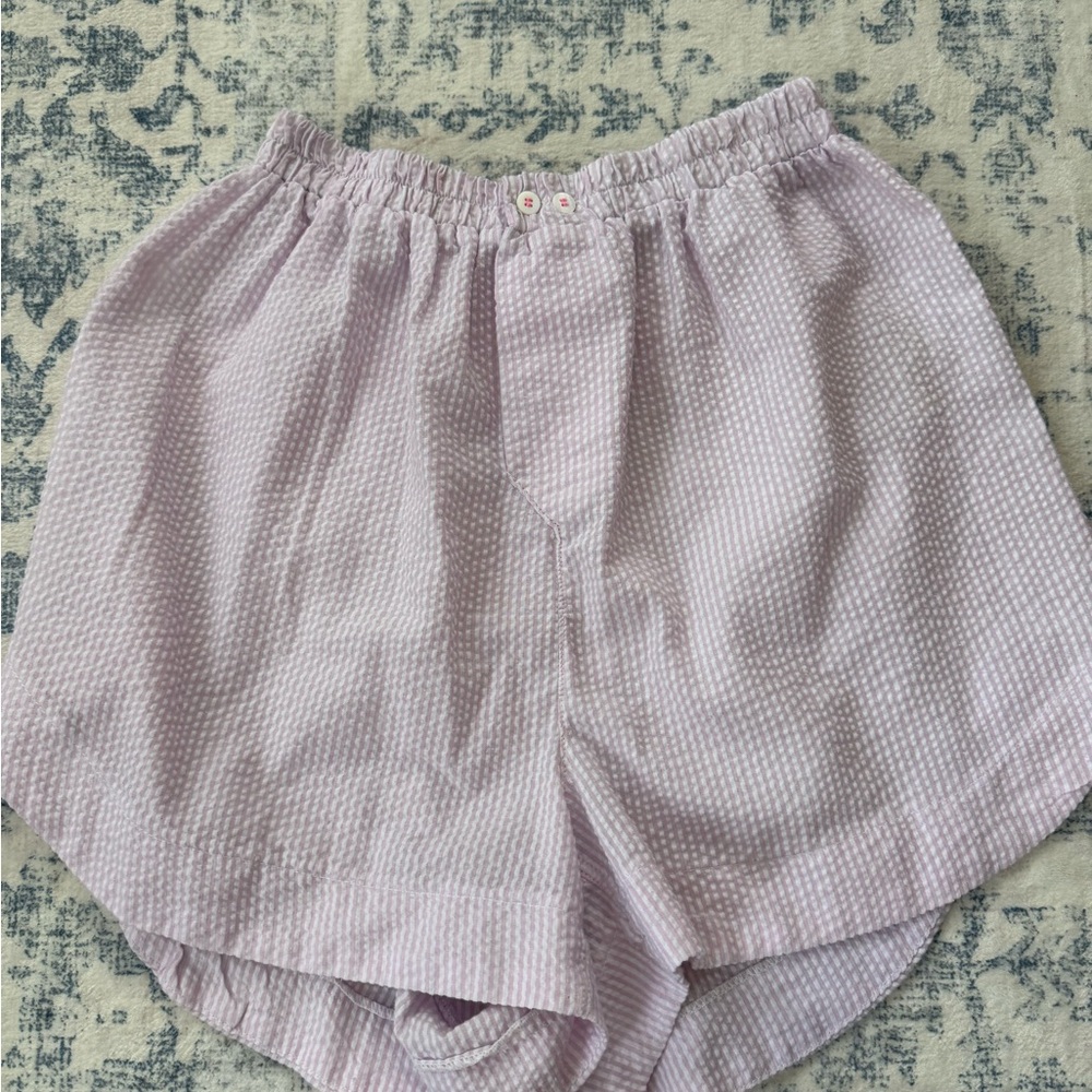 Free People Pink & White Seersucker Shorts